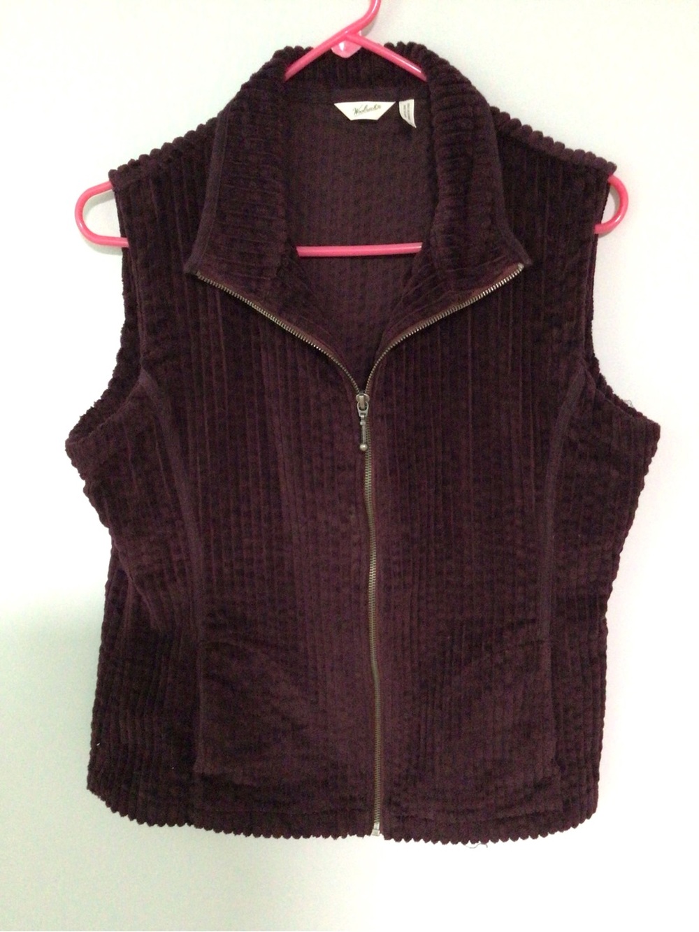 Woolrich Deep Burgundy Classic Corduroy Zip-Up Vest MPetite